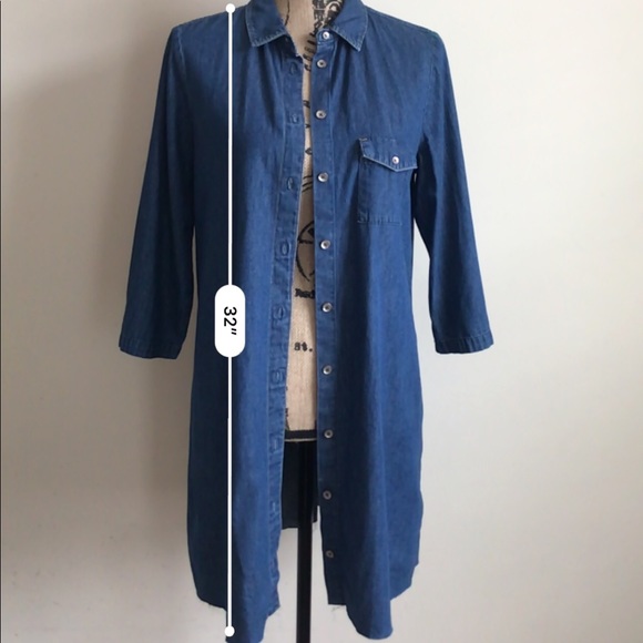 Zara Trafaluc Long Denim Shirt - Picture 2 of 6